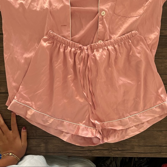 Satin Pajama Set Pink - Picture 3 of 6